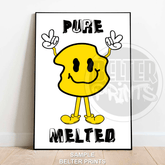 Pure Melted | Quirky Yellow Smiley Wall Art Print - Print